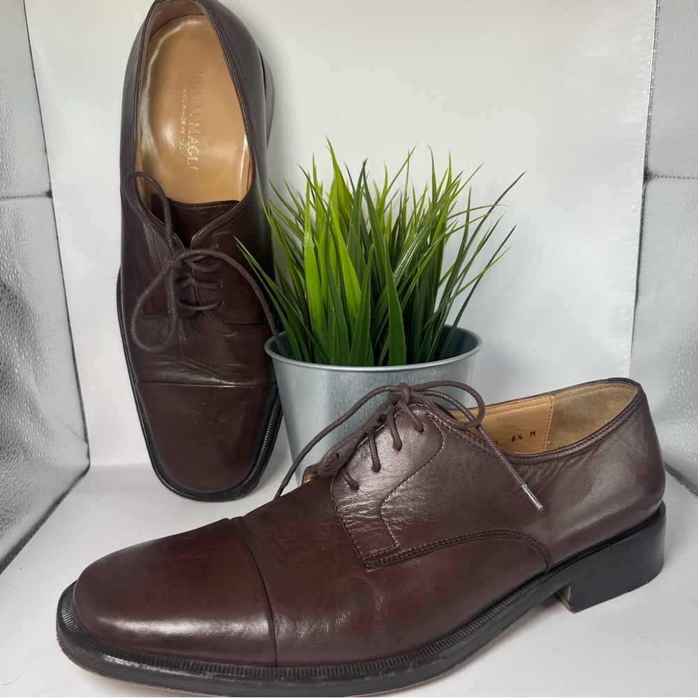 Bruno Magli Men’s Branson Handmade Leather Oxford‎ Dress Shoes Rich Brown 8.5